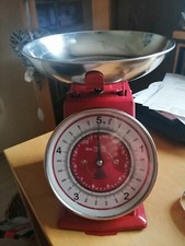 Metall Küchenwaage mechanisch, rot neuwertig