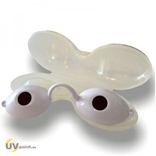 Solarium Schutzbrille Augenschutz UV-Brille für Sonnenbank im Etui (weiß)
