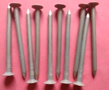 12 Kupfernägel, Rinneisenstifte, Rinneisennägel, geraut  4 X 68 mm Neu