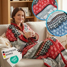 Ärmeldecke CozyBear Kuscheldecke mit Ärmeln Blanket tragbare Decke Weihnachten
