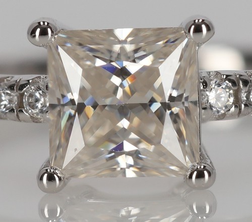 Princess cut moissanit - moissanit, ring