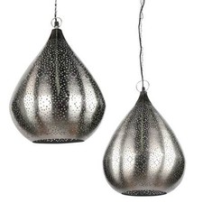 ORIENTLAMPE orientalische Hängelampe Metall Silber - 2.Wahl in 2 Gr.