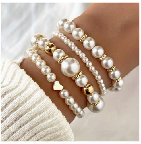4er set perlen charm armband - set,