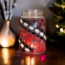 Mosaikdeko Windlicht roter Perlentraum Campingwindlicht 11 cm hoch
