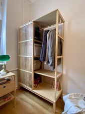 IKEA NORDKISA Kleiderschrank, offen/Schiebetür, Bambus, 120x186 cm