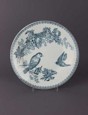 Longwy Keramik Teller mit Vögel 19.Jahrhundert