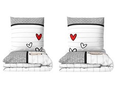 Bettwäsche 135 x 200 Set Partner Schaf Motiv Herz Romantisch mit Reißverschluss