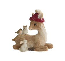 Reh Rehkitz Mütze Vogel Eule Hase Hirsch Elch Rentier Deko Tier Figur Skulptur