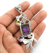 Peridot Echt 925 Sterlingsilber Ethnisch Weihnachtsgeschenk Anhänger Schmuck