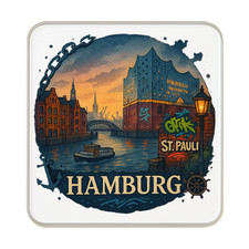 Hamburg, Deutschland Kühlschrankmagnet: Niedliches handgefertigtes Reise-Souv...