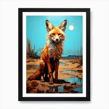 Rotfuchs Wüste Gemälde 1
