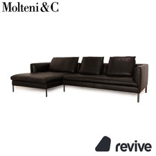 Molteni Paul Leder Ecksofa Recamiere Links Schwarz Sofa Couch