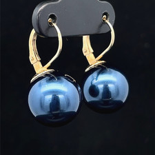 OHRBOUTONS 925/- SILBER GELBGOLDPLATTIERT MIT MUSCHELKERNPERLE SCHMUCKJAGD