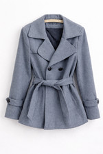 Damen Wollmantel Trenchcoat