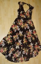 Festliches KLEID ,Gr. M - Blumenmuster,mit Spitze Schwarz Bunt, Asymmetrisch Neu