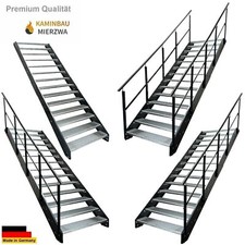 Premium Außen- Treppe 14 Stufen Breite 60-140cm H:266cm Wangen & Geländer Anth.