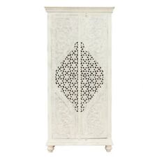  Schrank Gauri Weiß Indien Mangoholz Schnitzerei Schlafzimmerschrank 190cm 