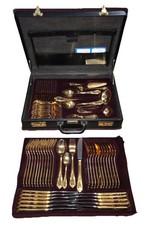 70tlg. Besteck im Koffer 23/24 Karat vergoldet Nivella Solingen Antoinette