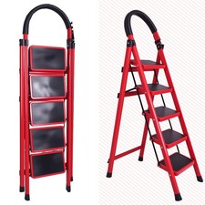 Stahl Leiter 5 Stufen Mehrzweckleiter Haushaltsleiter Klappleiter Stehleiter DE