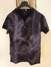 PSYLO Herren Henley T-Shirt schwarz Batikoptik Größe: S