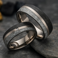 Trauringe Titan Carbon Diamant - Partnerringe Eheringe Verlobungsringe + Gravur