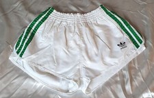 Adidas Glanz Nylon Sprinter Shorts, Größe D5, weiß/grün, Zustand: beschädigt