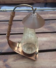 Kerzenhalter in Lampenform. Kupfer, Glas. 50th 60th ~ Kerzenständer. RAR