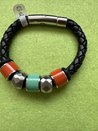 Schwarzes lederarmband - schwarzes,