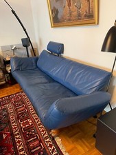 De Sede DS 140, Leder blau, Chromgestell, Kopfstütze, Rückenlehnenhalter defekt