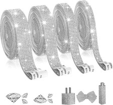 Selbstklebende Kristall Strass Diamant Band 4 Rollen DIY Glitzersteine Auto Hoch
