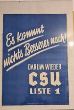 Wahlplakat CSU A3- Original - 1957 - CDU - SPD - Grüne - Adenauer
