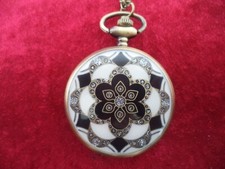 Taschenuhr groß "Antik-Stern" bronzefarben Kette Klappdeckel NEU+OVP Steampunk