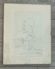 Altes signiertes Bild Bleistift Zeichnung 1968 Karikatur Alt Löwe Namibia