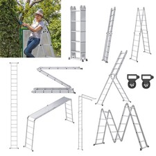 5,8m Aluleiter Gelenkleiter Klappleiter Mehrzweckleiter Stehleiter Stabil + Rad