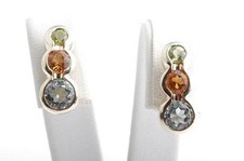 Topas Citrin Peridot Ohrringe Ohrstecker 375 9K Gelb Gold Länge 1,6cm .