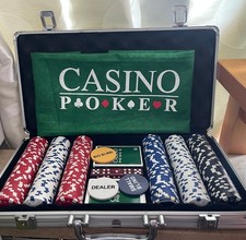 Poker-Koffer Casino-Ausstattung Alukoffer Karten 300 Chips Jetons Set Spiel