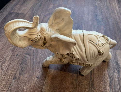 Keramik elefant figur - keramik, beige