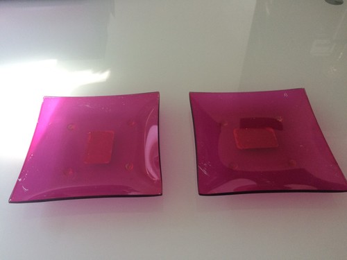 Pinke glasteller - 2x,