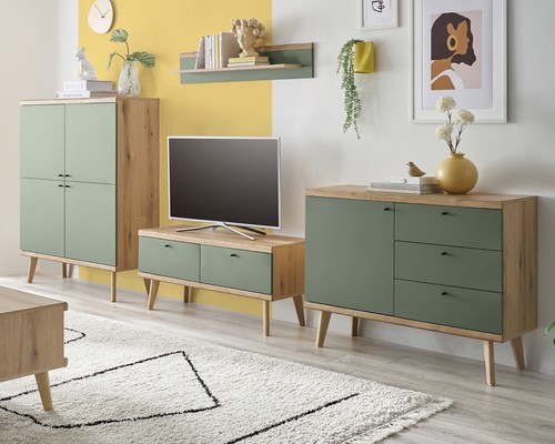 Wohnwand anbauwand eiche - wohnwand,