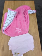 Babydecke Kuscheldecke Mädchen Rosa Größe 70x100cm Steiff Mulltuch Rosa 45x45cm