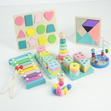 Holzspielzeug Montessori Motorikspielzeug 8er Set ab 1 Jahr Bildungsspielzeug