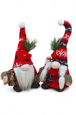 2er Set Weihnachts Wichtel 24cm mit Jute Beutel – Deko Figur Weihnachten Zwerg