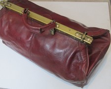 XL Reisetasche Arzttasche Bordeaux Leder Vintage ca. 60 cm lang  (D8)