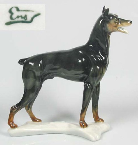 Dobermann porzellanfigur ens - dobermann,