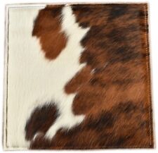 KUHFELL STUHLKISSEN SITZAUFLAGE BRAUN WEISS MIT WOLLFILZ 38 x 38 cm