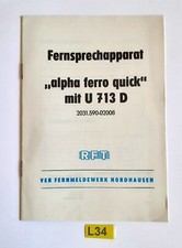 L34) Bedienungsanleitung DDR Fernsprechapparat alpha ferro quick RFT Telefon