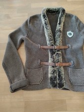 Luis Trenker Strickjacke Damen M, 38 Grau Beige BRAUN Grobstrick Wolle Cardigan