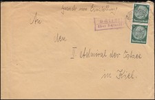 Landpost-Stempel Schlenzig über SCHIVELBEIN 1938 auf Brief nach Kiel-Wik
