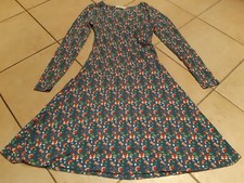 Kleid langarm Damen, Sweat, A-Linie, geblümt, blau/rot/rosa/weiß, Gr. 34, Maas