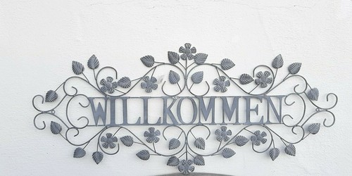 Grau schild willkommen - schild,